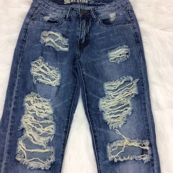 Machine Distressed Jeans Size 26 - Picture 3 of 8